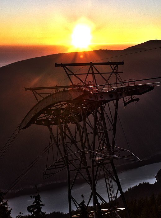 HDR photo of Grouse Mountain tram lift tower