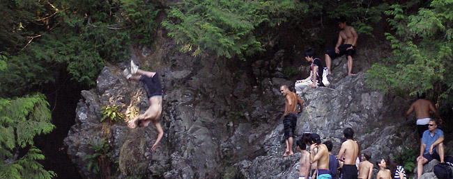 Cliff jumping at Lynn Canyon on Vancouver's North Shore