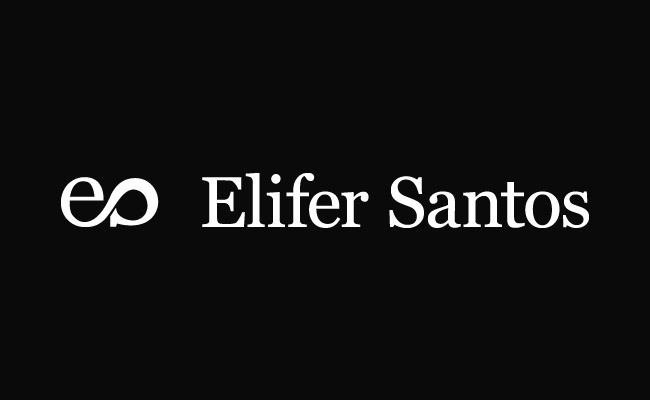 Elifer Santos final logo with name on dark background