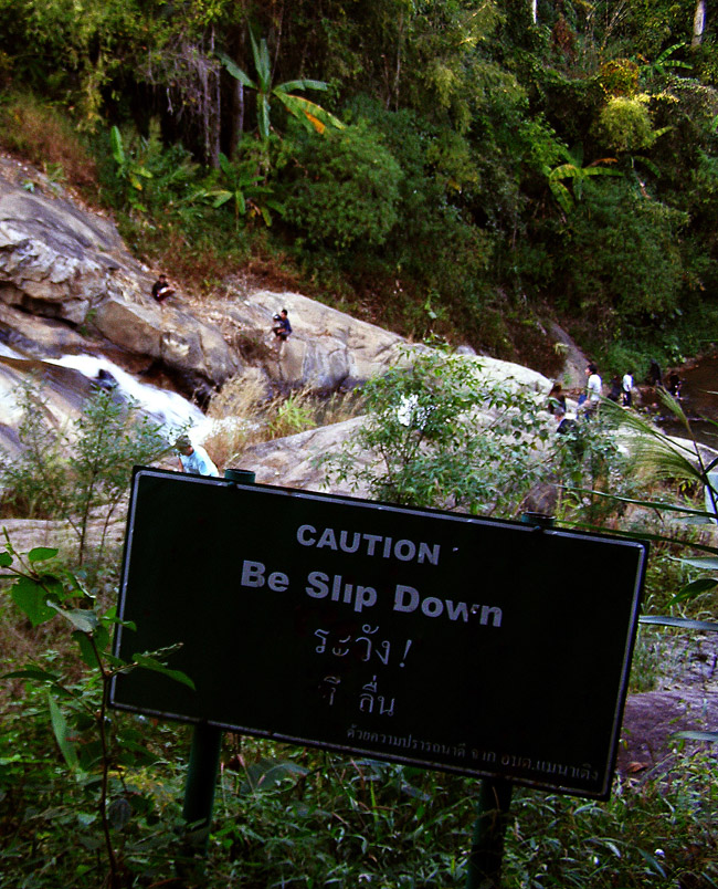 Sign at a waterfall near Pai