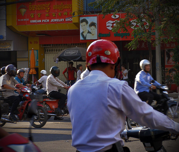 Scooter traffic in Phnom Penh