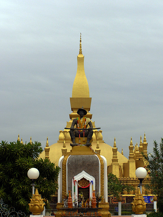 Statue in front of the Golden Stupa, Vientiane