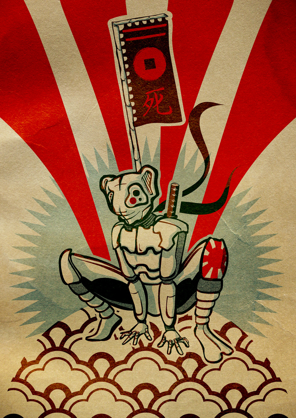Mecha Samurai Robo Bear character illustration